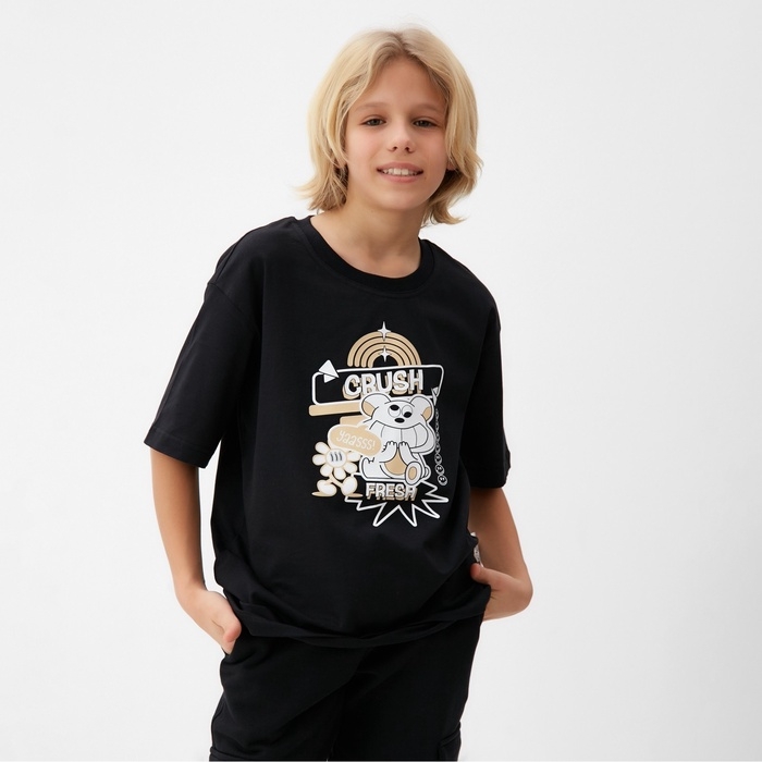 Футболка детская MINAKU, цвет чёрный, рост 116 см