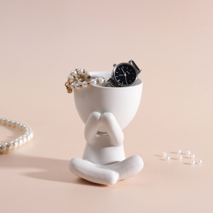 Предмет интерьера "Мистер Грин" любитель тишины 9,8*6,7*8 белый керамика