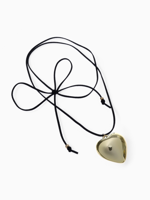 Портупея-чокер-кулон &laquo;Сердечко&raquo; гладкое, трансформер, цвет золото, 150 см