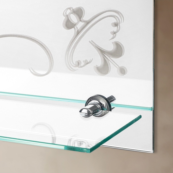 Зеркало, настенное, с пескоструйной графикой, с полочкой, 52&times;70 см