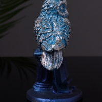 Статуэтка "Филин на пьедестале" 7х6х13  см, цвет серо-голубой