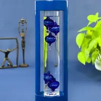 Термометр &laquo;Галилео&raquo; в деревянном корпусе, синий