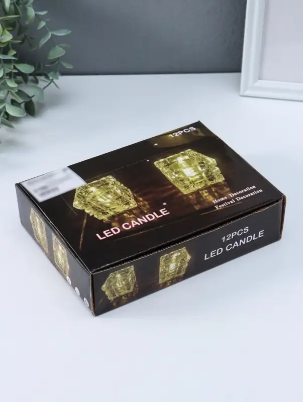 Светодиодная свеча LED "Свеча в кубе" 3хLR1130, прозрачный 4,7х4,7х4,7 см