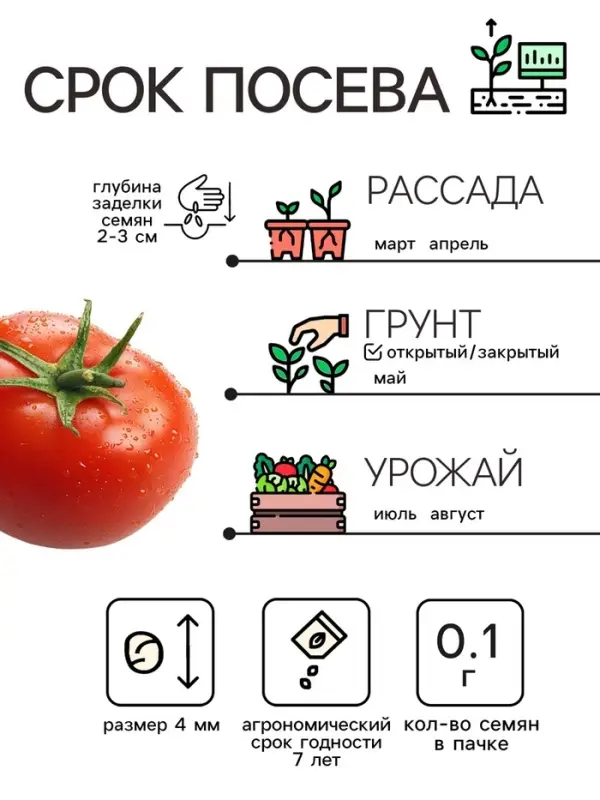 Семена Томат "Розовый гигант", 0,1 г