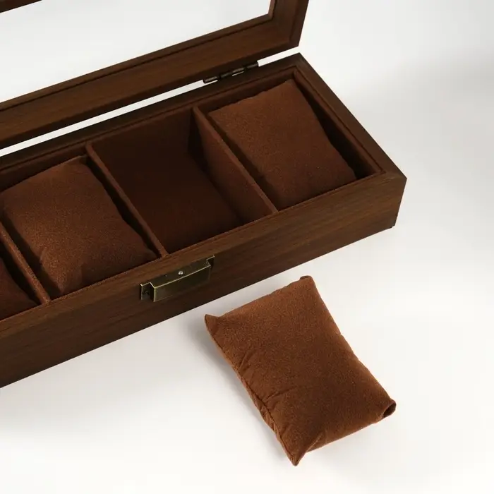 Шкатулка дерево под часы 4 деления  "Стиль" коричневая 12х31х7,5 см