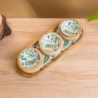 Набор розеток на подносе "Оливковая ветвь" (3 шт) дерево манго 33,5х13х6,5 см