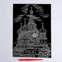 Гравюра &laquo;Москва&raquo; с металлическим эффектом серебра А4