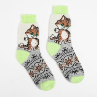 Носки женские шерстяные «Кошечка», цвет белый, размер 25 Носки женские шерстяные «Кошечка», цвет белый, размер 25