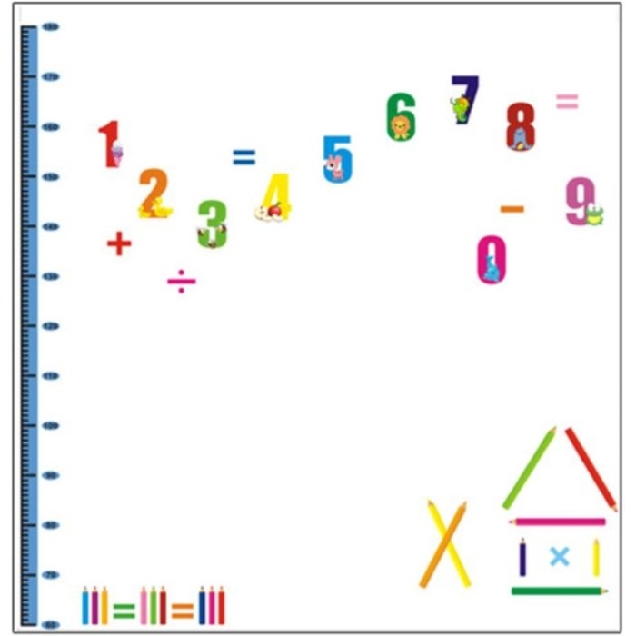 Наклейка пластик интерьерная цветная ростомер Наклейка пластик интерьерная цветная ростомер "Весёлые задачки" 50x70 см