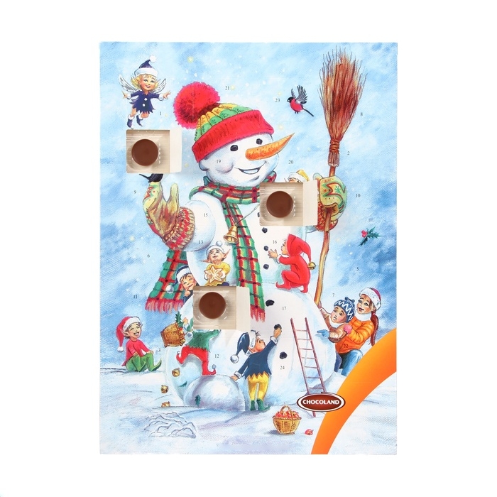 Адвент календарь с мини плитками из молочного шоколада, МИКС, 75 г