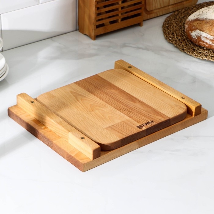 Доска разделочная Adelica, с выдвижным лотком, пропитано минеральным маслом, 30×24 см, лоток 22×22 см, берёза Доска разделочная Adelica, с выдвижным лотком, пропитано минеральным маслом, 30×24 см, лоток 22×22 см, берёза