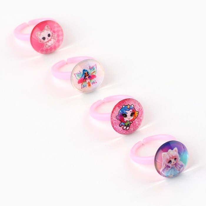 Кольцо детское , набор «Милой принцессе», 1.6 х 2.5 х 1.4 см, 4 шт Кольцо детское , набор «Милой принцессе», 1.6 х 2.5 х 1.4 см, 4 шт