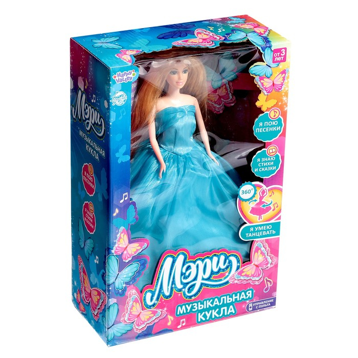 Музыкальная кукла &laquo;Мери&raquo; в голубом платье, поёт, танцует, рассказывает стихи и сказки, управляется с пульта