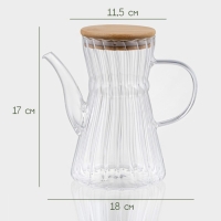 Чайник заварочный стеклянный с бамбуковой крышкой BellaTenero &laquo;Эко. Восток&raquo;, 800 мл, 18&times;11,5&times;17 см