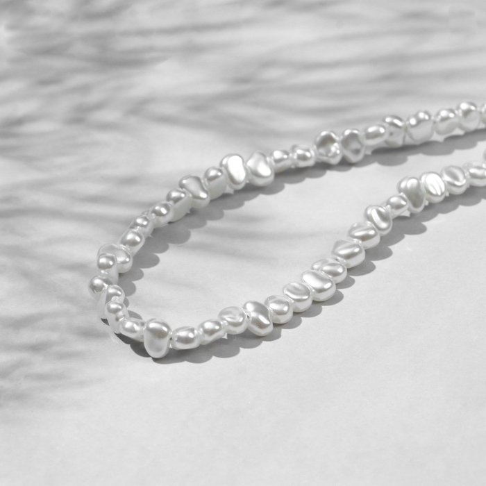 Бусины пластиковые на нити &laquo;Жемчуг&raquo; 0,6&times;0,4&times;0,4 см, (набор 180 шт.), цвет белый