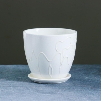 Горшок для цветов &laquo;Кураж&raquo;, 600 мл, d=12 см, h=10 см, керамический, с поддоном, белый