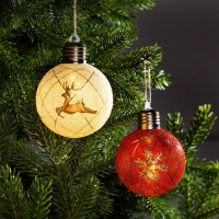 Набор ёлочных шаров &laquo;Золотистые нити&raquo; 2 шт., батарейки, 1 LED, свечение тёплое белое