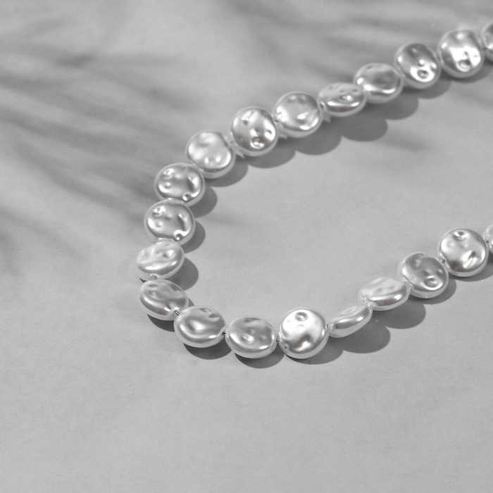 Бусины пластиковые на нити &laquo;Жемчуг&raquo; лепёшка 0,8&times;0,8&times;0,3 см, (набор 180 шт.), цвет белый