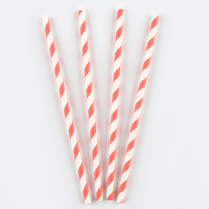 Трубочка для коктейля &laquo;Спираль&raquo;, набор 25 шт., цвет бело-розовый