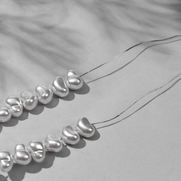 Бусины пластиковые на нити &laquo;Жемчуг&raquo; 9&times;6 мм, (набор 160 шт.), цвет белый