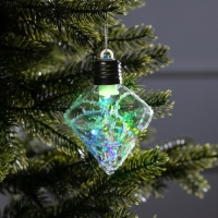 Ёлочный шар &laquo;Морозный кристалл&raquo;, батарейки, 1 LED, свечение тёплое белое