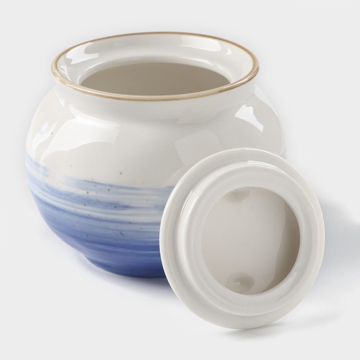 Сахарница фарфоровая с крышкой Доляна &laquo;Космос&raquo;, 400 мл, цвет синий