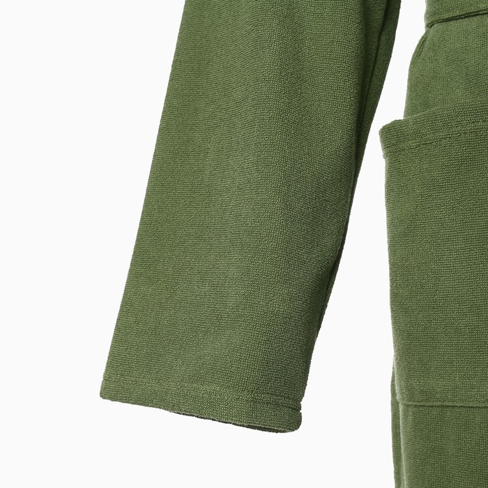 Халат махровый Экономь и Я, мужской размер 56-58 цвет хаки, 100% хлопок с AIRO, 320 г/м2 Халат махровый Экономь и Я, мужской размер 56-58 цвет хаки, 100% хлопок с AIRO, 320 г/м2