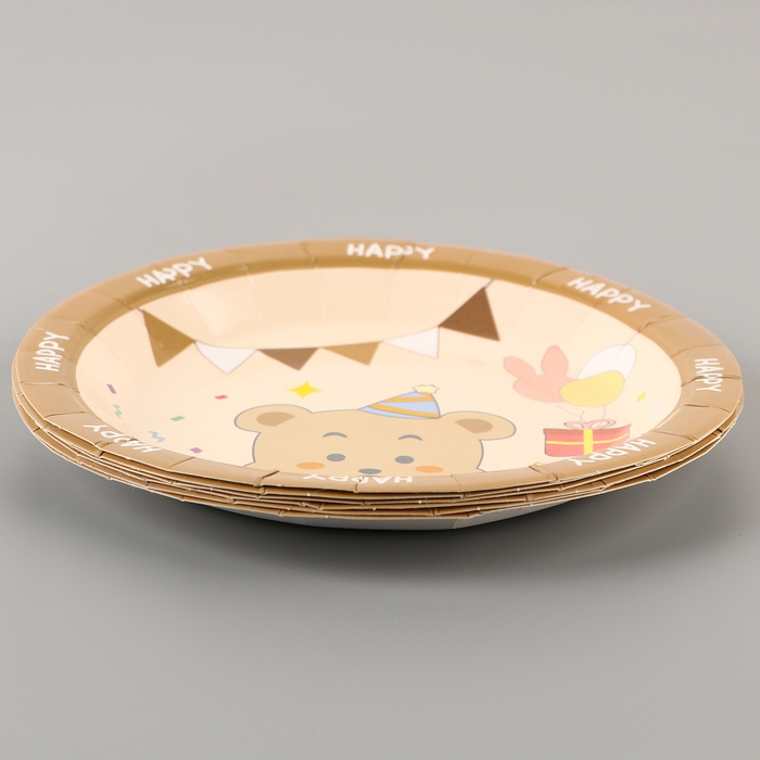 Тарелки бумажные &laquo;Счастливый медвежонок&raquo;, 6 шт.