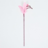 Дразнилка "Розовое Чудо" с перьями и бубенчиками 30 см, розовая Дразнилка "Розовое Чудо" с перьями и бубенчиками 30 см, розовая