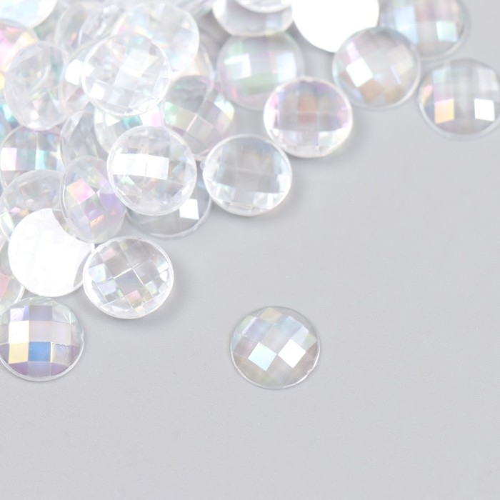 Декор для творчества пластик Декор для творчества пластик "Страза круглая с гранями. Перламутр" набор 100 шт 1х1 см