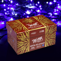 Гирлянда &laquo;Нить&raquo; 10 м, IP44, УМС, тёмная нить, 100 LED, свечение синее, мерцание белым, 220 В