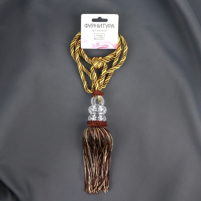 Кисть для штор &laquo;Три кристалла&raquo;, 50 &plusmn; 1 см, цвет коричневый/золотой