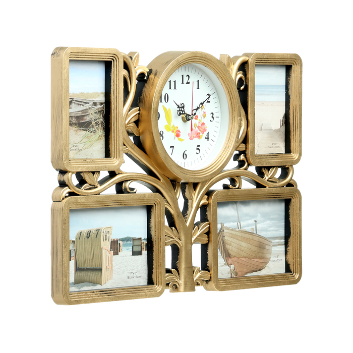 Часы настенные интерьерные, фоторамка - коллаж Часы настенные интерьерные, фоторамка - коллаж "Семейное", бесшумные, 33 х 48 см, d-18 см