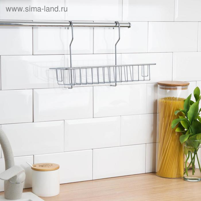 Полка для рейлинга прямоугольная, 1 ярус, 30&times;12&times;20,5 см, d=25 мм, цвет хром