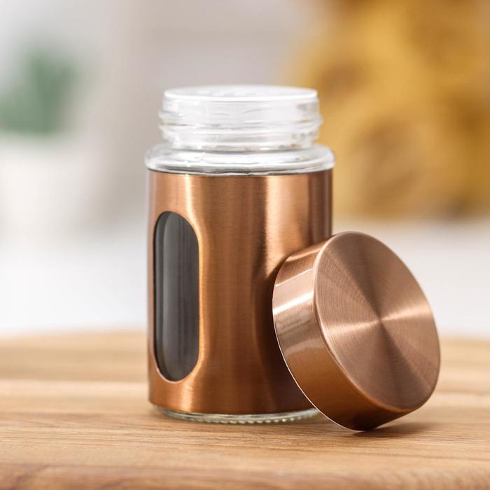 Ёмкость стеклянная для специй &laquo;Стиль&raquo;, 100 мл, 4,5&times;8 см, цвет бронзовый