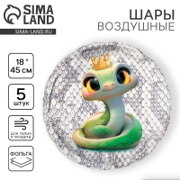 Воздушный шар фольгированный 18" "Змейка", круг, набор 5 шт.