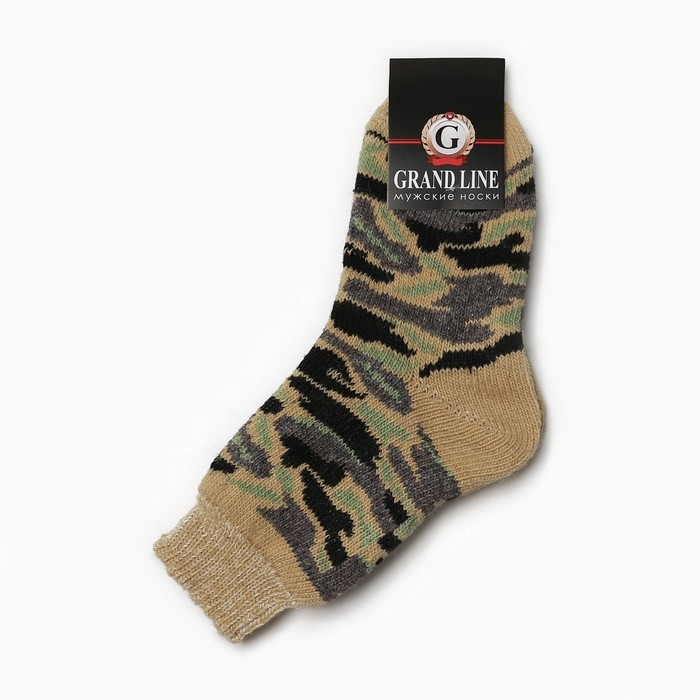 Носки мужские шерстяные, цвет камуфляж, размер 27 Носки мужские шерстяные, цвет камуфляж, размер 27