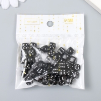 Бусины для творчества пластик "Чёрный игральный кубик" белые точки набор 20гр 0,8х0,8х0,8 см   78118