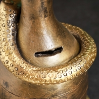 Новый год. Символ 2025. Копилка "Змея с бутылкой" 12х12х27см, бронза