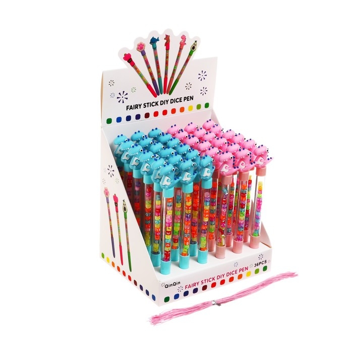 Ручка гелевая- прикол, с кубиками, Ручка гелевая- прикол, с кубиками, "Дракон", МИКС