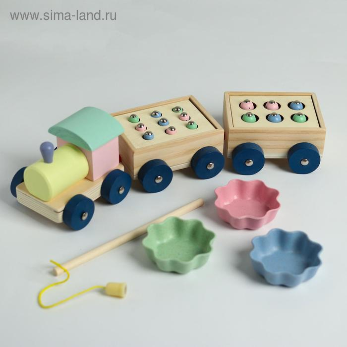 Развивающая игра &laquo;Паровозик&raquo; 3 в 1: рыбалка + каталка + сортер, 35 &times; 11 &times; 10 см