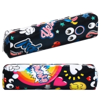 Пенал школьный на молнии "Стикеры" Calligrata, черный