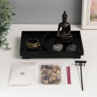 Сад Дзен "Бронзовый Будда" песок+аромапалочки+камни 22х15х12,5 см Сад Дзен "Бронзовый Будда" песок+аромапалочки+камни 22х15х12,5 см