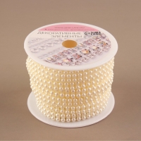 Жемчуг на нитях, плоский, 7 мм, 9 &plusmn; 1 м, цвет молочный