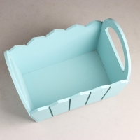 Кашпо деревянное 25&times;16&times;17 см "Мария", ручки боковые, МДФ, Серо-голубой