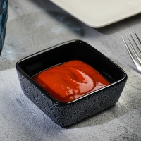 Соусник керамический &laquo;Орнамент&raquo;, 8.5 х 8.5 х 3.5 см, цвет чёрный