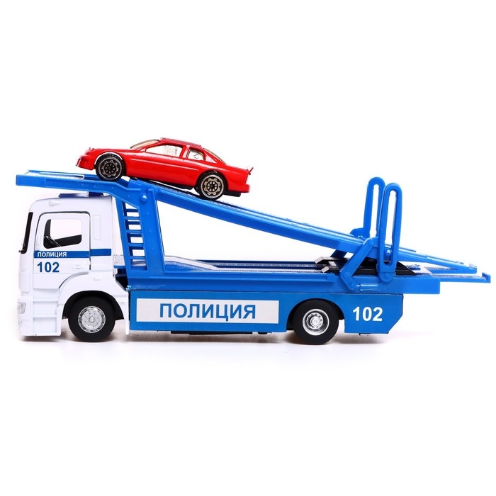Машина металлическая KAMAZ &laquo;Автовоз полиция&raquo;, 20см, подвижные детали, свет, звук