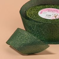 Лента парчовая, 40 мм, 23 &plusmn; 1 м, цвет зелёный