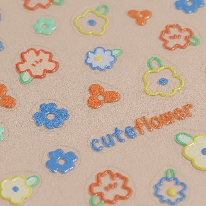 Наклейки для ногтей &laquo;Cute flowers&raquo;, объёмные, разноцветные