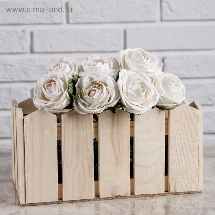 Кашпо деревянное 24×12×9 см Кашпо деревянное 24×12×9 см "Заборчик", натуральный Дарим Красиво